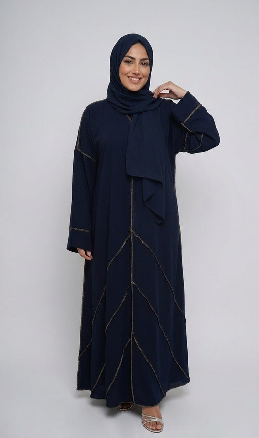 Abaya fil d'or avec voile intégré - Nouriam