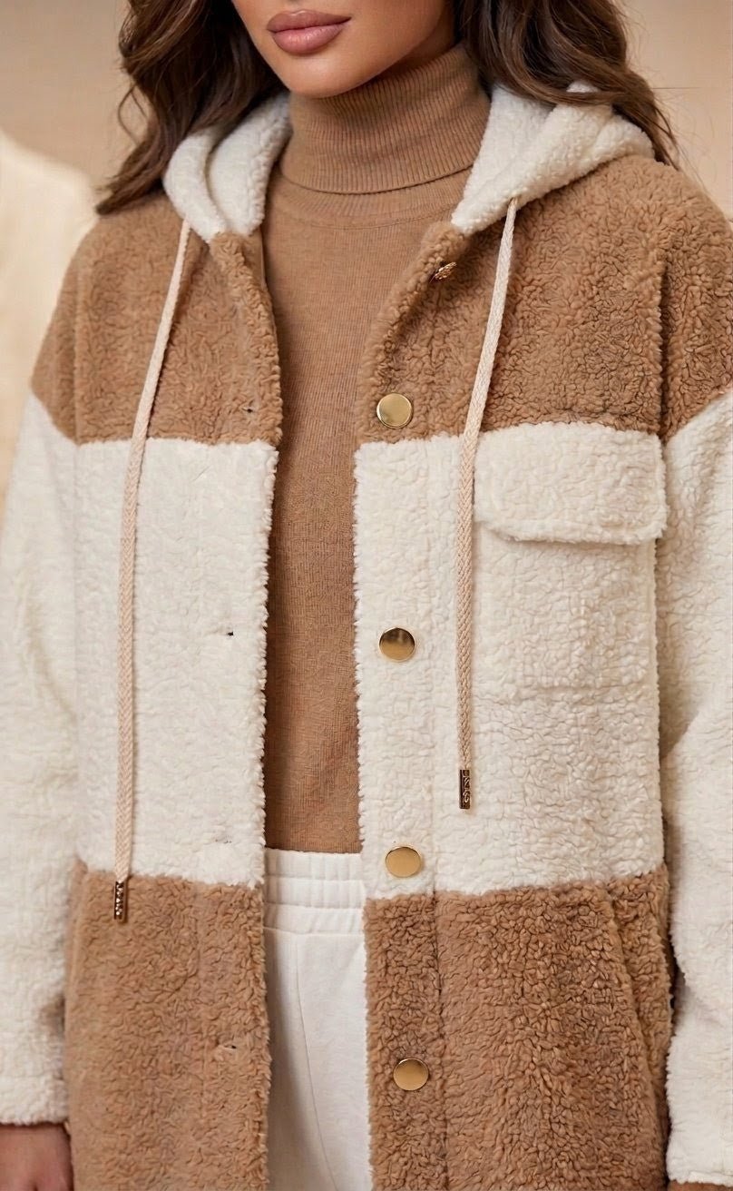 GILET COSY CHAUFFANT - BLANC ET CAMEL - Nouriam
