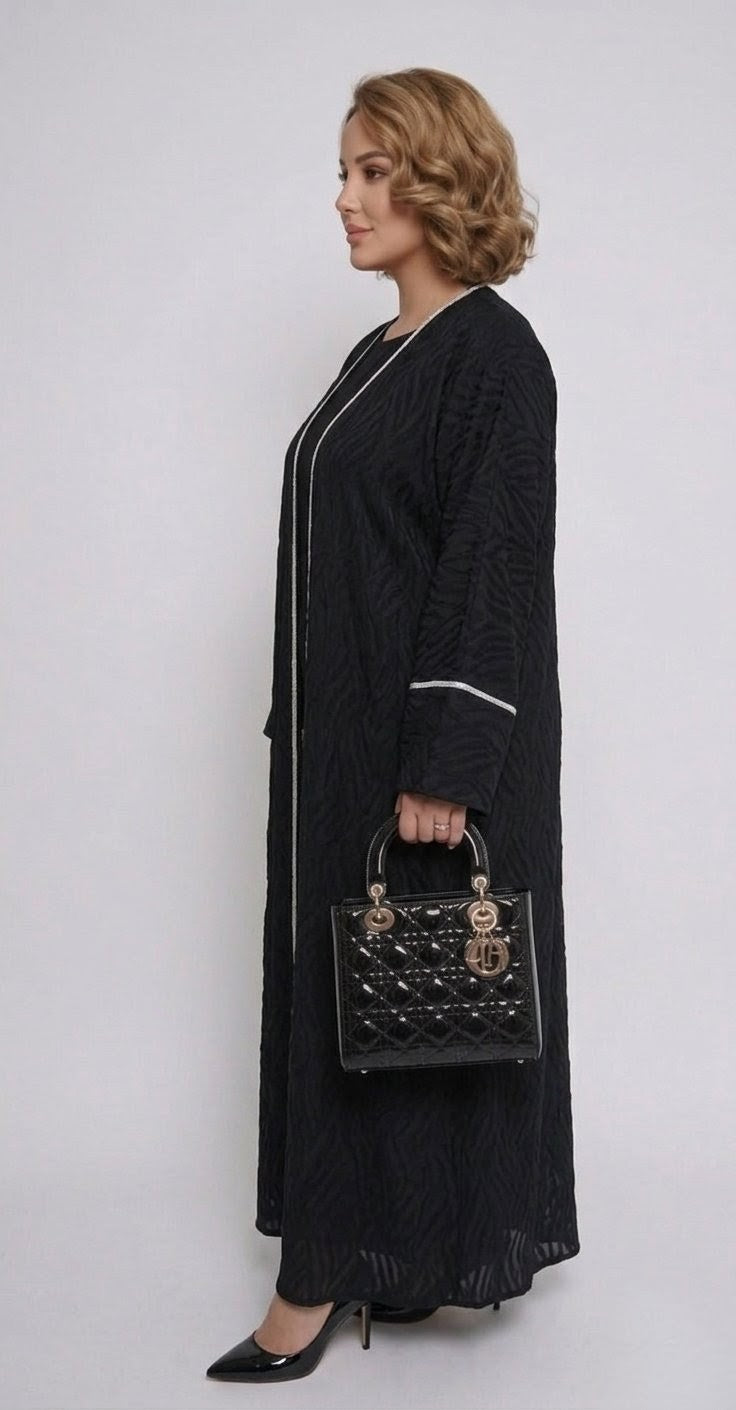 BLACK LACE LONG SLEEVE SET WITH KIMONO