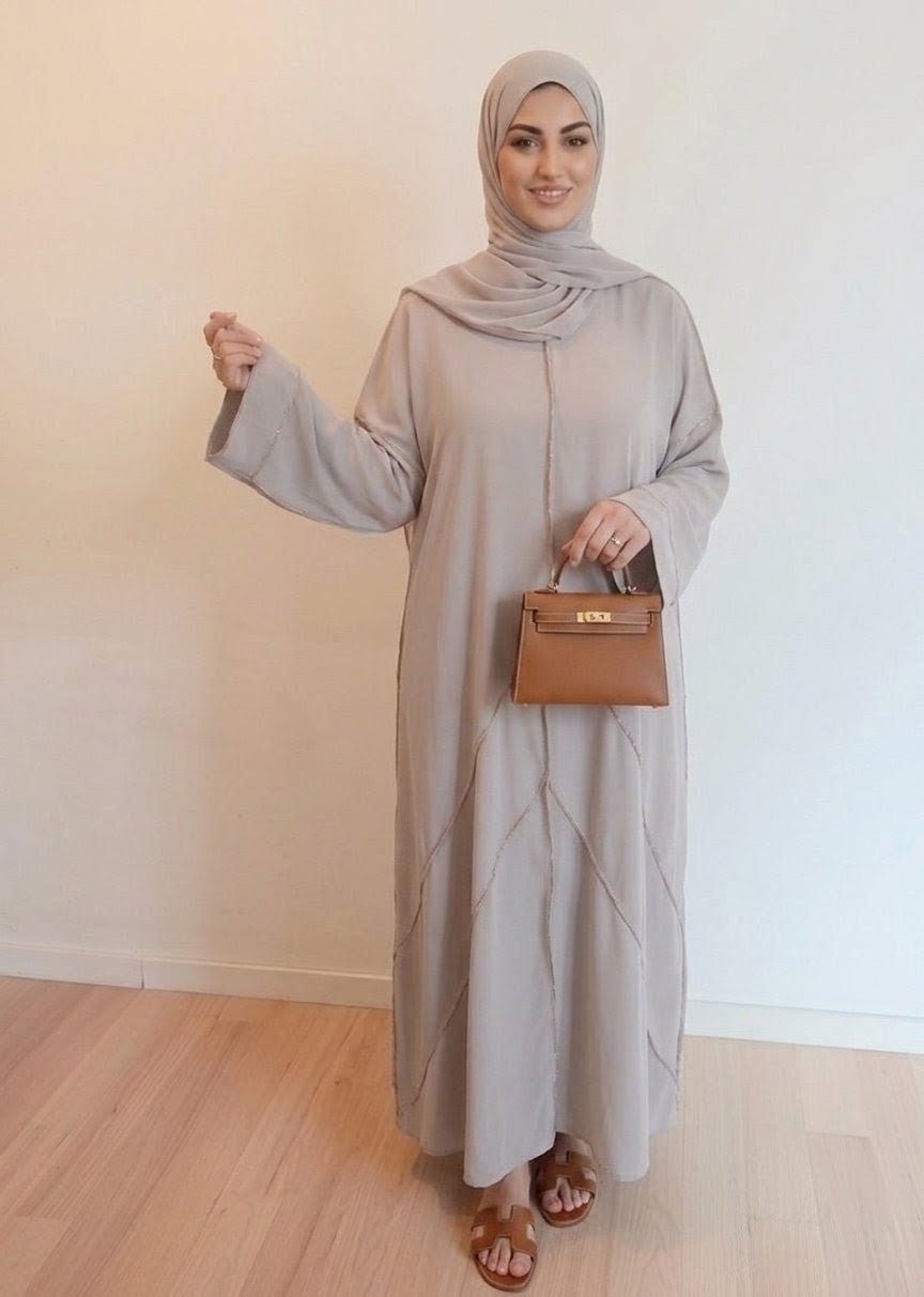 Abaya fil d'or avec voile intégré - Nouriam