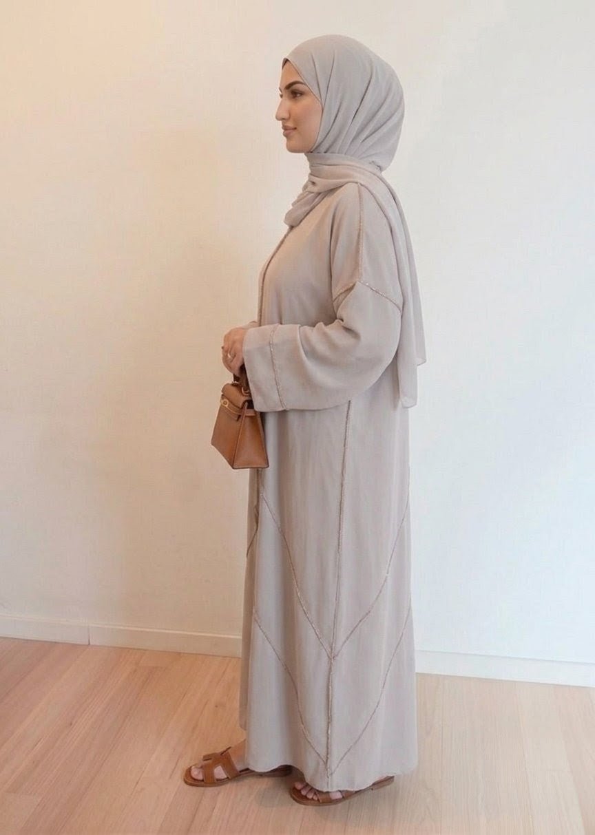 Abaya fil d'or avec voile intégré - Nouriam