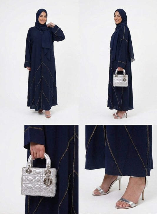 Abaya fil d'or avec voile intégré - Nouriam