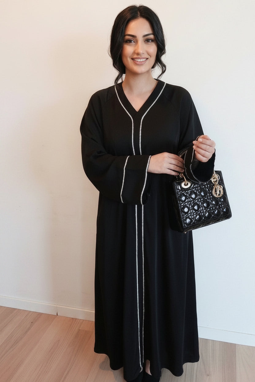 ABAYA MODERNA AVEC STRASS - NOIRE - Nouriam