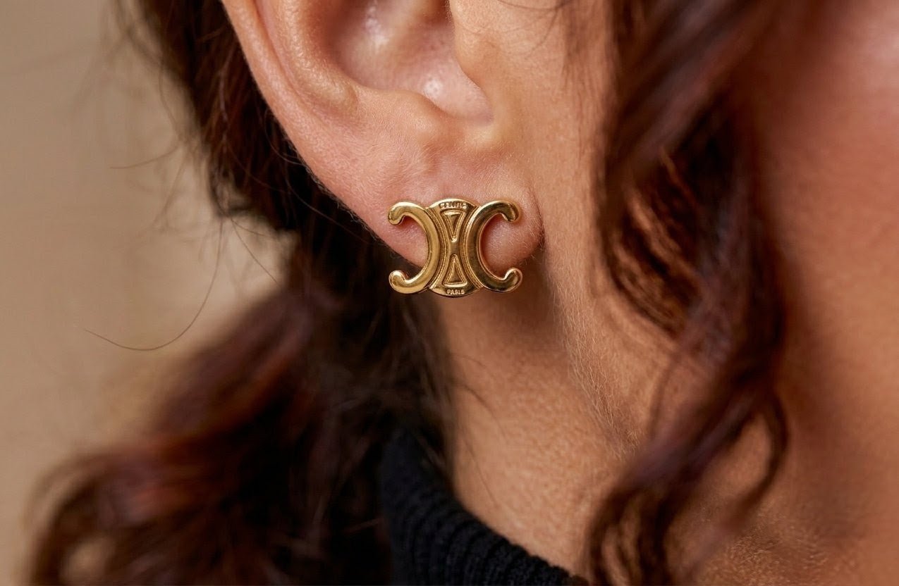 Boucle d'oreille CC pour femme en acier inoxydable - Nouriam