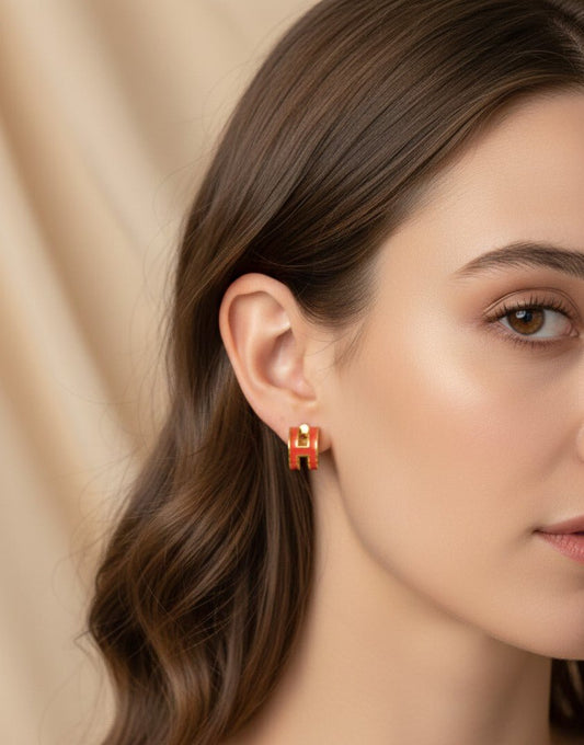 Boucle d'oreille H en acier inoxydable - Nouriam