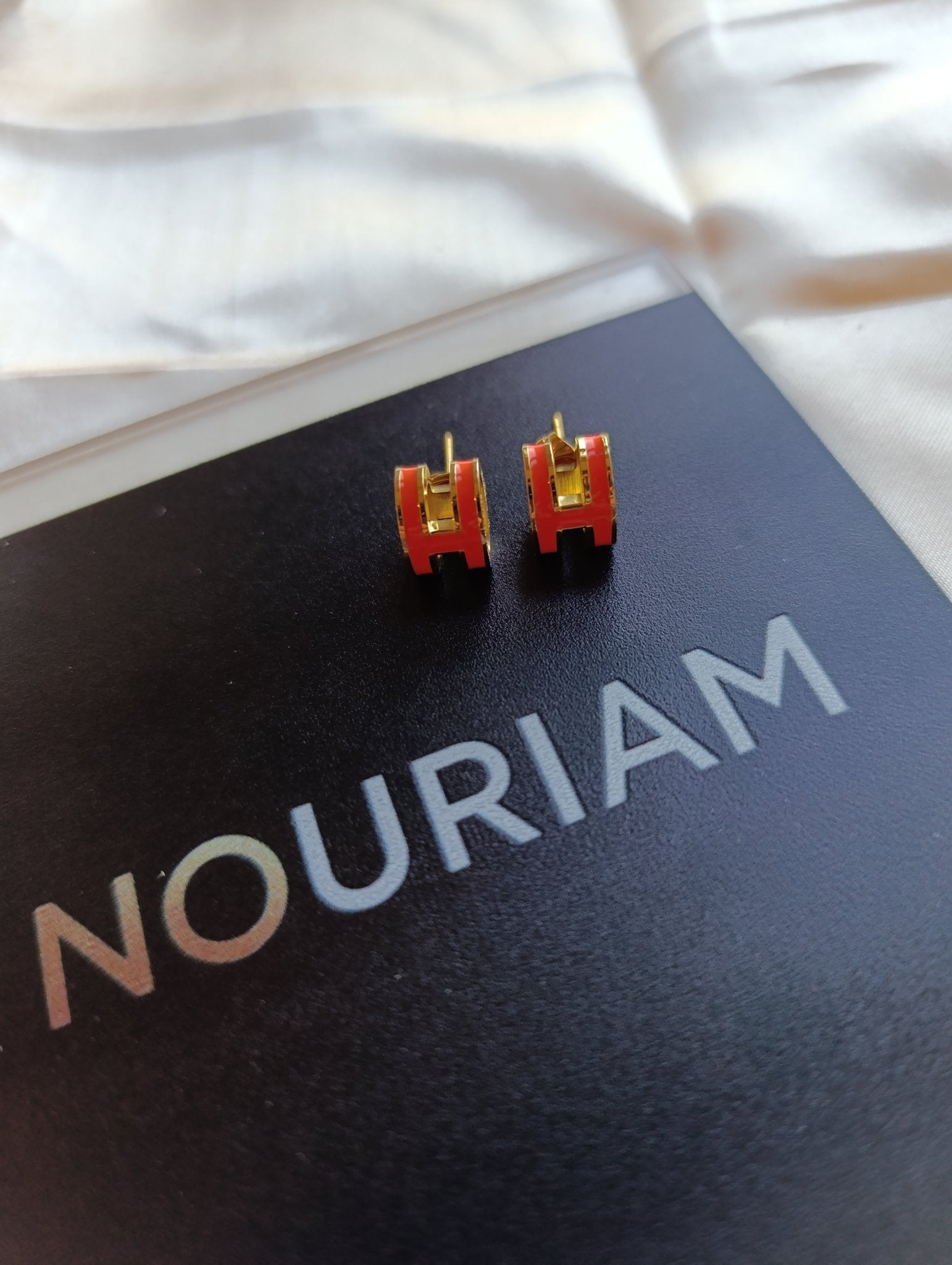 Boucle d'oreille H en acier inoxydable - Nouriam