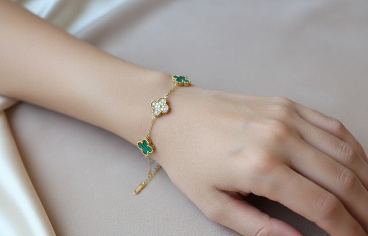 Bracelet trèfle bicolore en acier inoxydable - Nouriam