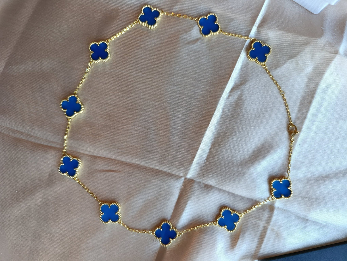Collier multi trèfle bleu en acier inoxydable - Nouriam
