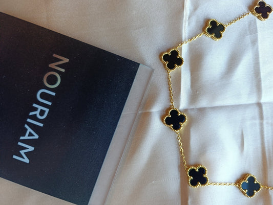 Collier mutli trèfle noir - Nouriam