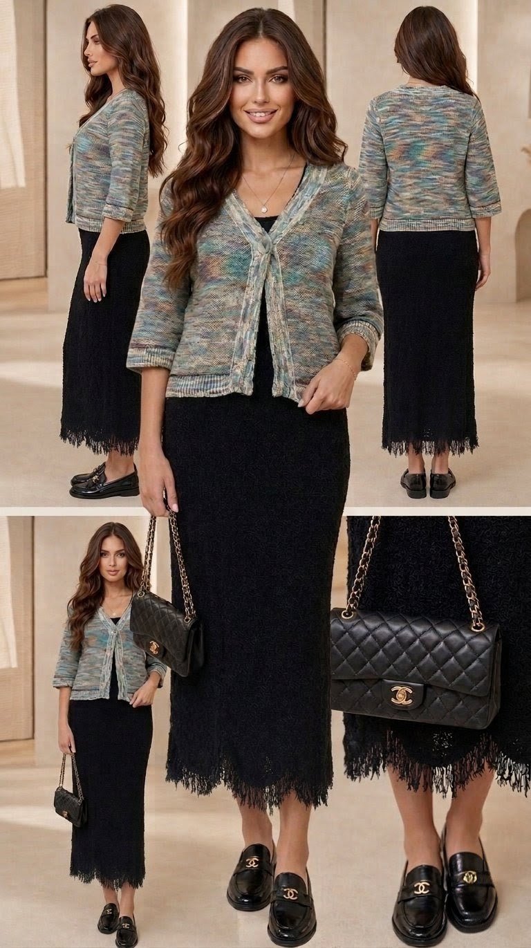 Ensemble gilet avec jupe en maille - Nouriam
