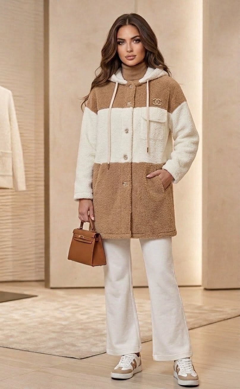 GILET COSY CHAUFFANT - BLANC ET CAMEL - Nouriam