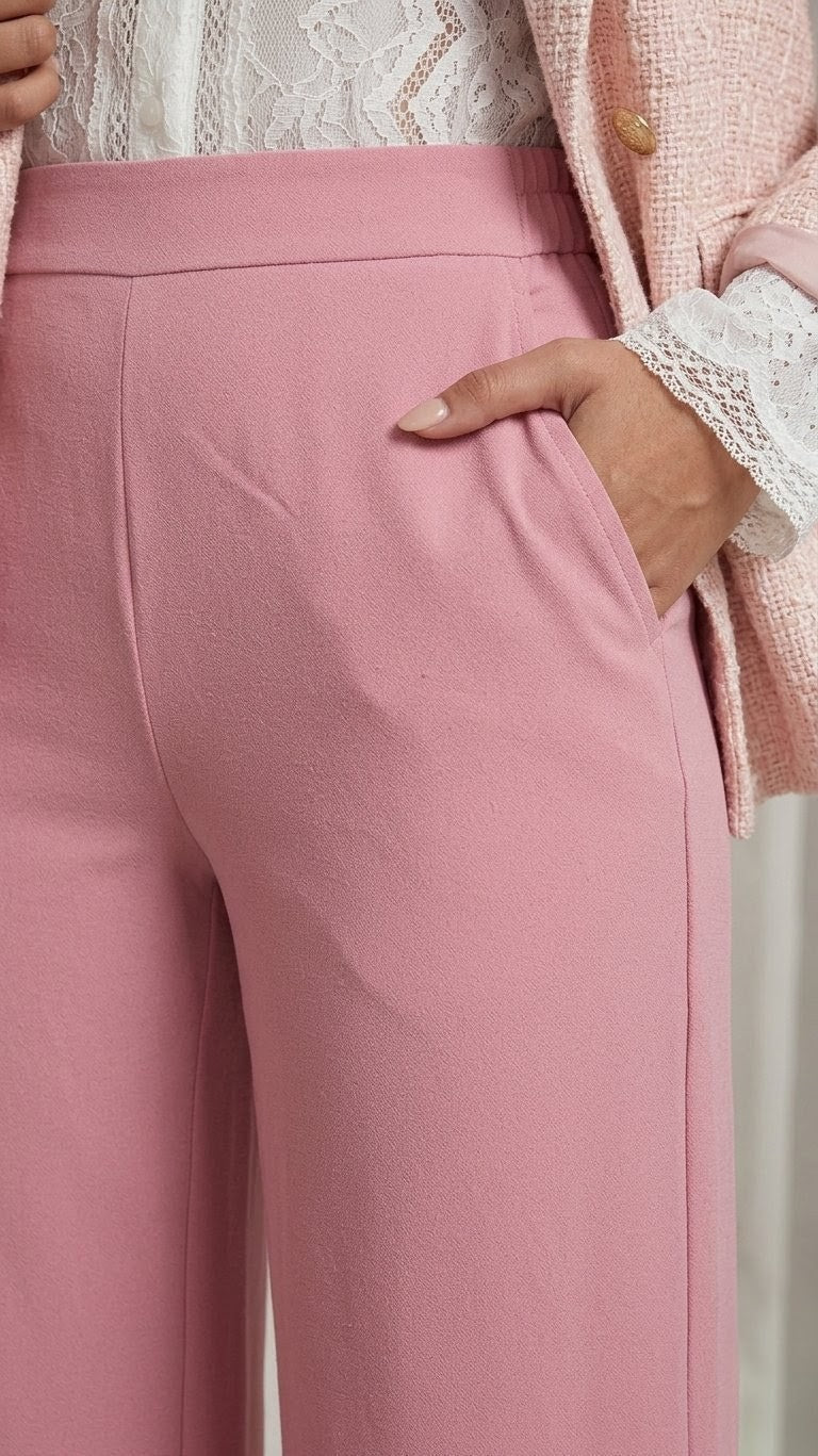Pantalon large chic rose poudré - Nouriam
