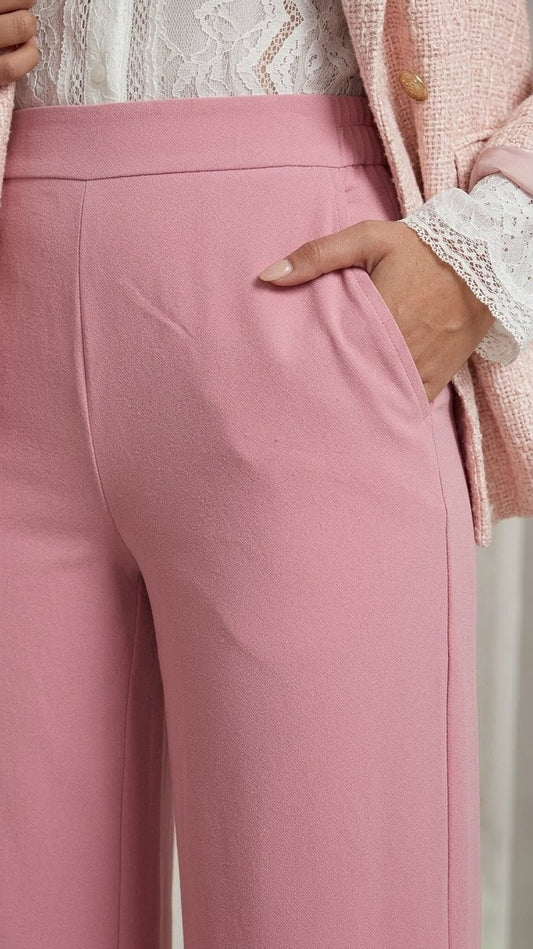 Pantalon large chic rose poudré - Nouriam