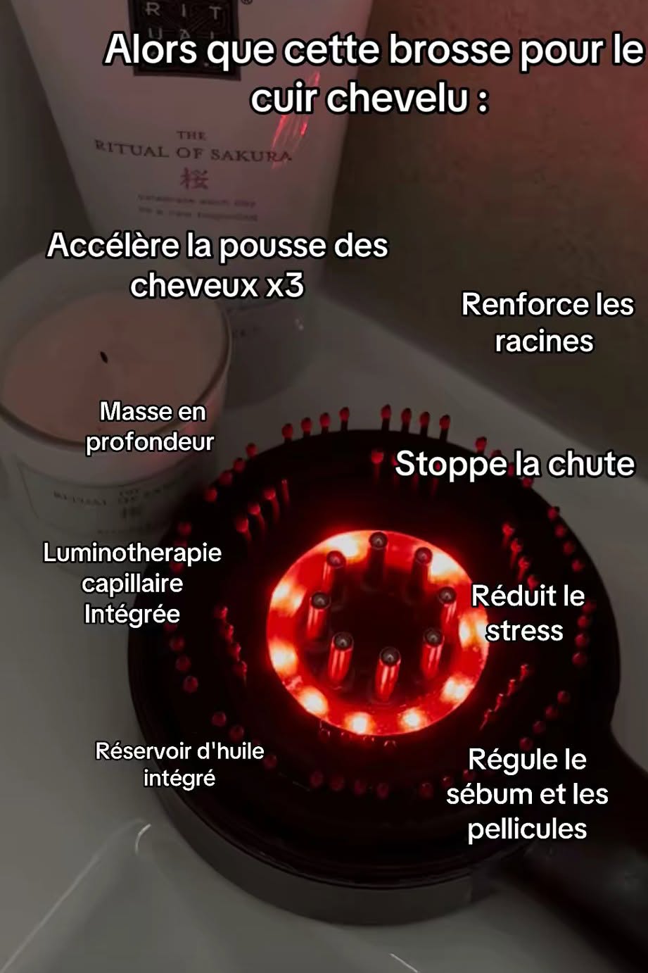 Peigne électrique massant cuir chevelu avec reservoir d'huile - Nouriam