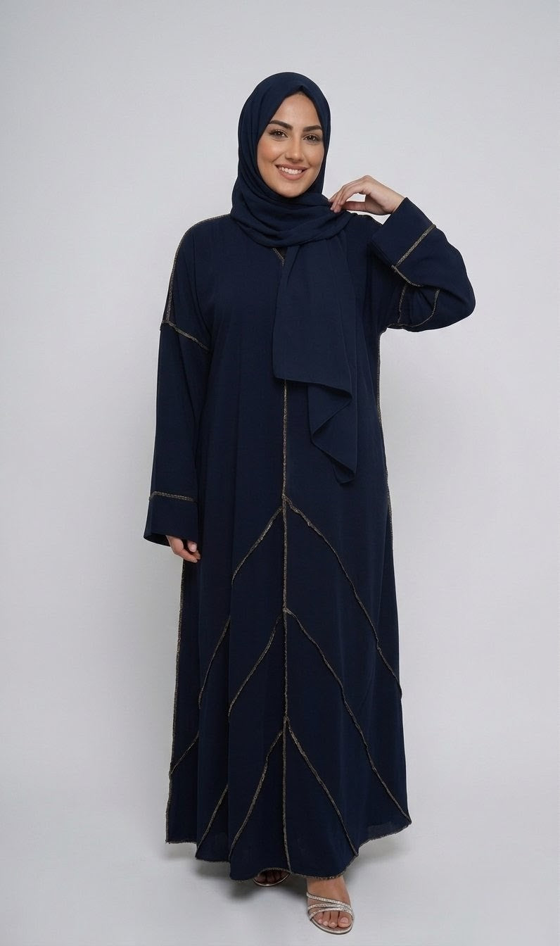 Abaya fil d'or avec voile intégré