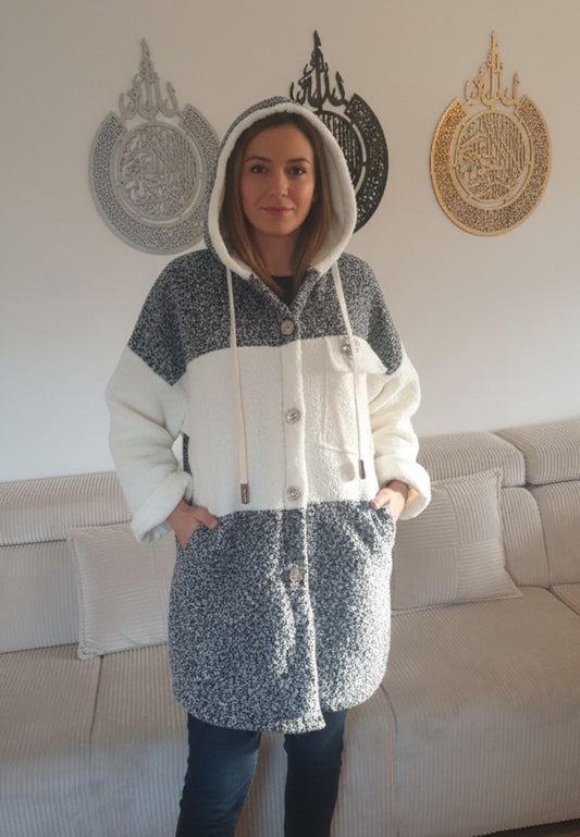 GILET COSY CHAUFFANT - GRIS ET BLANC