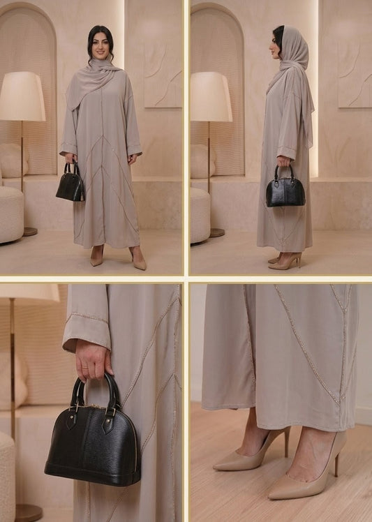 Abaya fil d'or avec voile intégré