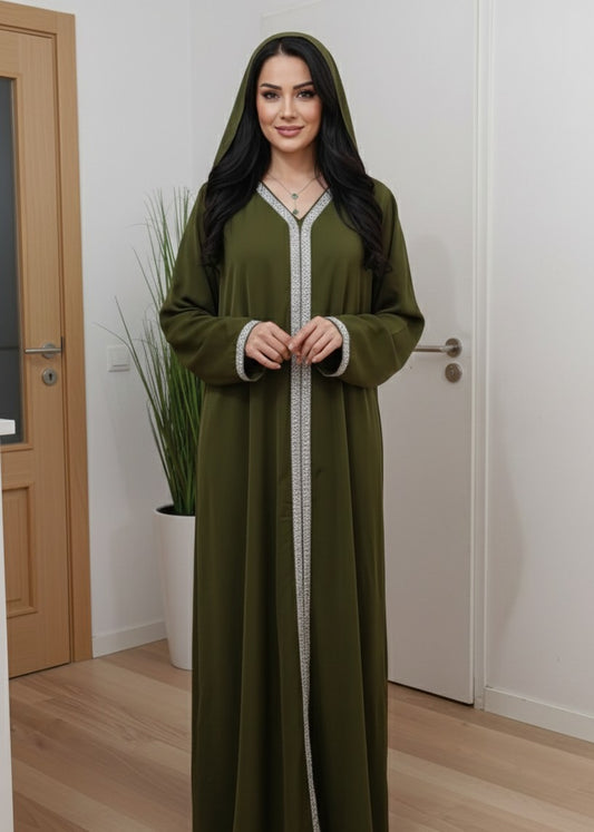 ABAYA MODERNA AVEC STRASS - KAKI