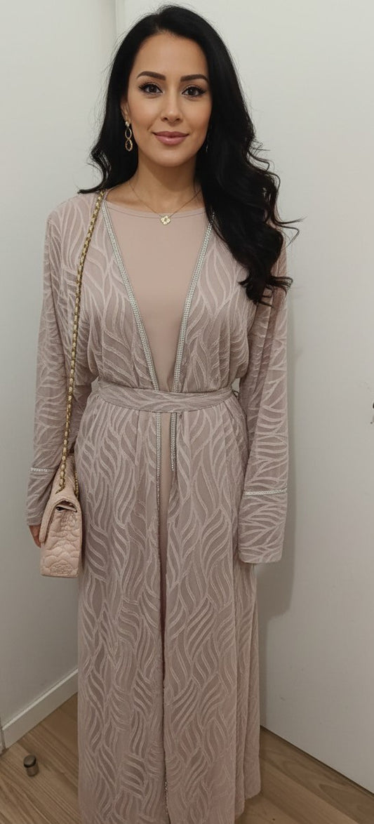 ENSEMBLE DENTELLA ROSE MANCHES LONGUES AVEC KIMONO