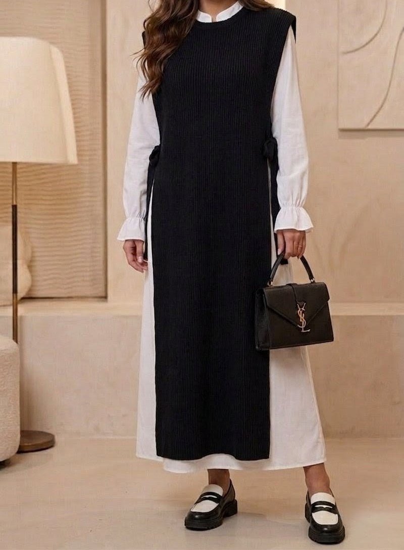 Robe velours avec voilage blanc classy - Nouriam