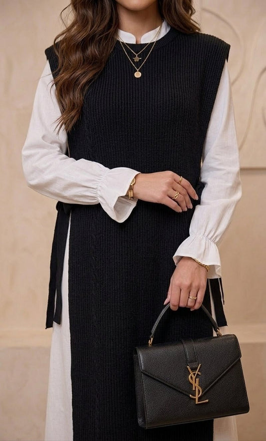 Robe velours avec voilage blanc classy - Nouriam